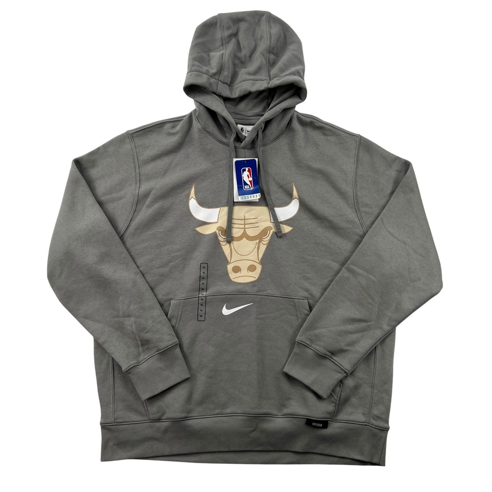 NEW Nike Chicago Bulls NBA City Edition Gray Pullover Hoodie Mens XL Deadstock
